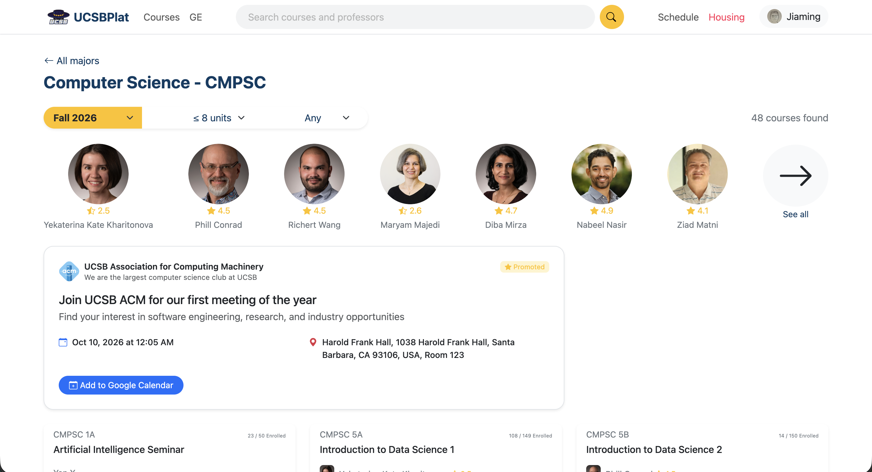 Example promo on a UCSBPlat major pages